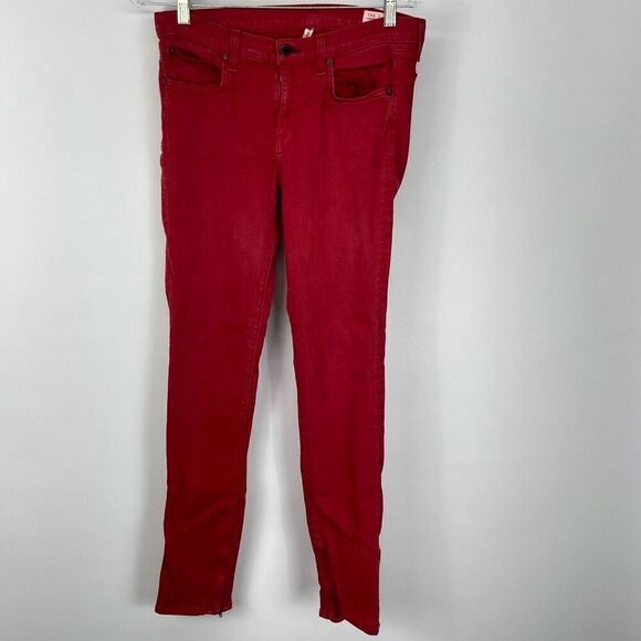 Rag & Bone Skinny Zipper Leg Red Jeans women’s size 28 - Picture 3 of 11